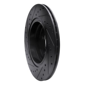 BMW 750IL Brake Rotor (1) - Rear Right - R1 Concepts - Drilled & Slotted - Black - `95-`03